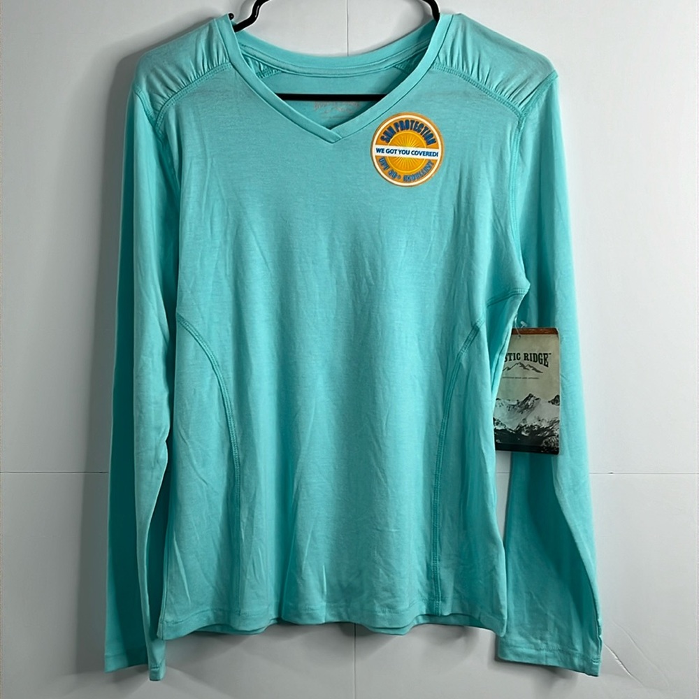 Rustic Ridge Women’s M Aruba Blue Long Sleeve Shirt Quick Dry Moisture Wicking - Picture 2 of 14
